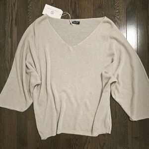 Alchemia Tricot MADE IN ITALY SPARKLE Lurex  Knit Sweater V Neck Relaxed L